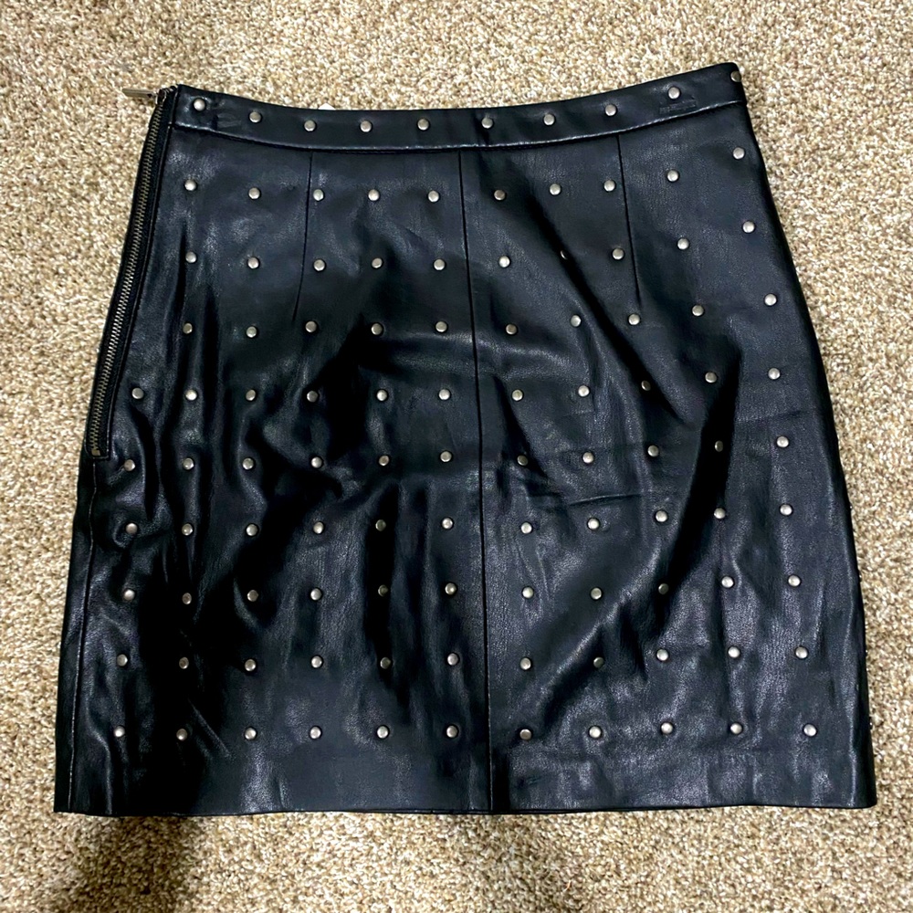 Faux leather black mini skirt